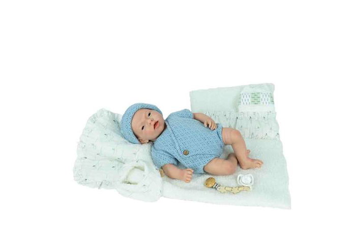 Muñecas Arias - Muñeca reborn Aina 40 cm con cuerpo de silicona, sexo niña, incluye cambiador y pañuelo babero, diseño español