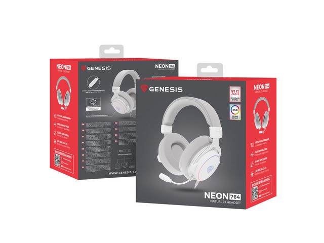 GENESIS Neon 764 Auriculares Gaming USB Blanco