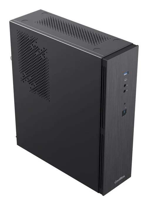 CoolBox Caja PC micro ATX T370 Slim Perfil Bajo Negro con Fuente TFX Basic 500GR-T 500W 80+ Bronze, 1x USB-C 3.2 Gen1, 1x USB-A 3.0, Compatible Low-Profile
