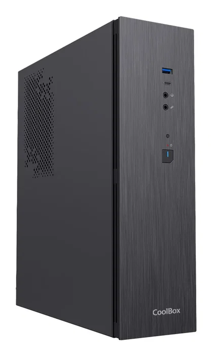 CoolBox Caja PC micro ATX T370 Slim Perfil Bajo Negro con Fuente TFX Basic 500GR-T 500W 80+ Bronze, 1x USB-C 3.2 Gen1, 1x USB-A 3.0, Compatible Low-Profile