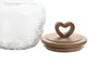 DKD Home Decor Bote de Cristal y Acacia con Diseño de Corazón, 1,3L