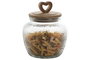 DKD Home Decor Bote de Cristal y Acacia con Diseño de Corazón, 1,3L