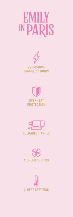 Inde Secador De Pelo Plegable Emily In Paris 7.5 cm ancho x 18.5 cm alto x 21.5 cm largo (6 Unidades)