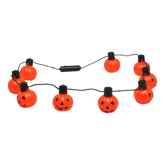 Atosa Guirnalda Decorativa de 92 cm con Calabazas Naranjas y Luz LED para Halloween