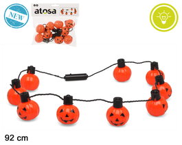 Atosa Guirnalda Decorativa de 92 cm con Calabazas Naranjas y Luz LED para Halloween