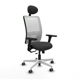 PIQUERAS Y CRESPO Silla de oficina Zulema con Mecanismo Sincro/Traslack, Gris oscuro y Blanco