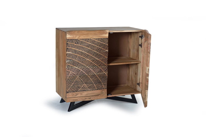 Giner y Colomer Aparador de Madera de Acacia con Patas de Metal, Natural, 90x40x86 cm