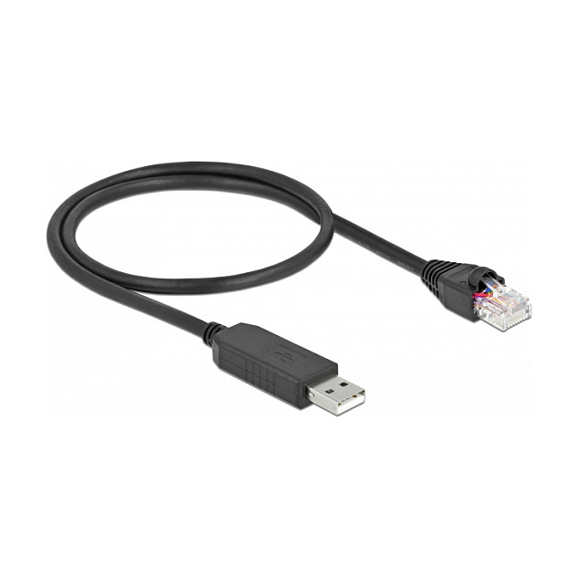DeLOCK Cable Serial con Chipset FTDI, USB 2.0 Tipo A a RS-232 RJ45, 50 cm Negro - Ref. Delock Serielles Anschlusskabel