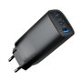 Gembird TA-UC-PDQC65-01-BK Cargador Rápido 65W con 2 Puertos USB-C y 1 USB-A, Negro