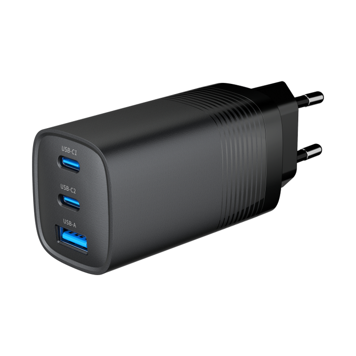 Gembird TA-UC-PDQC65-01-BK Cargador Rápido USB 65W, 3 Puertos (2 Tipo-C Power Delivery, 1 Tipo-A QC 3.0), para Portátil y Smartphone, Negro Gembird TA-UC-PDQC65-01-BK Cargador Rápido USB 65W, 3 Puertos (2 Tipo-C Power Delivery, 1 Tipo-A QC 3.0), para Portátil y Smartphone, Negro