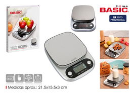Inde Báscula de Cocina Digital 10 kg con Dimensiones 21.5x15.5x3 cm (12 Unidades)