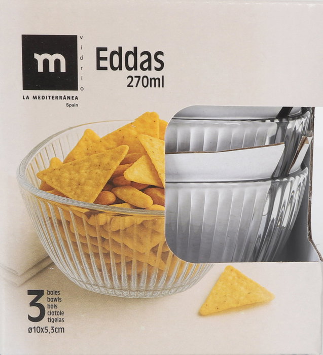 La Mediterranea Set de 3 Boles Eddas 270ml (12 Cajas) de ø10x5.3cm La Mediterranea Set de 3 Boles Eddas 270ml (12 Cajas) de ø10x5.3cm