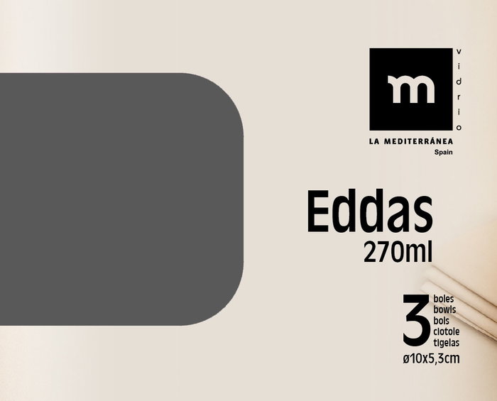 La Mediterranea Set de 3 Boles Eddas 270ml (12 Cajas) de ø10x5.3cm La Mediterranea Set de 3 Boles Eddas 270ml (12 Cajas) de ø10x5.3cm