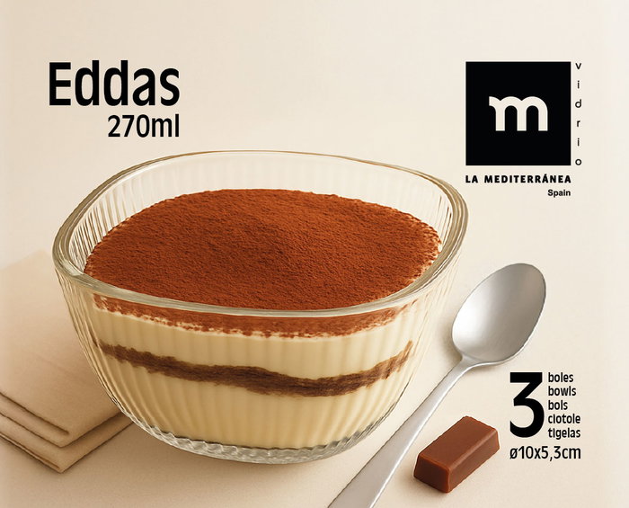 La Mediterranea Set de 3 Boles Eddas 270ml (12 Cajas) de ø10x5.3cm La Mediterranea Set de 3 Boles Eddas 270ml (12 Cajas) de ø10x5.3cm