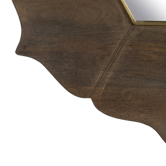 Espejo Marrón Madera de Mango Decoración 90 X 3 X 90 cm