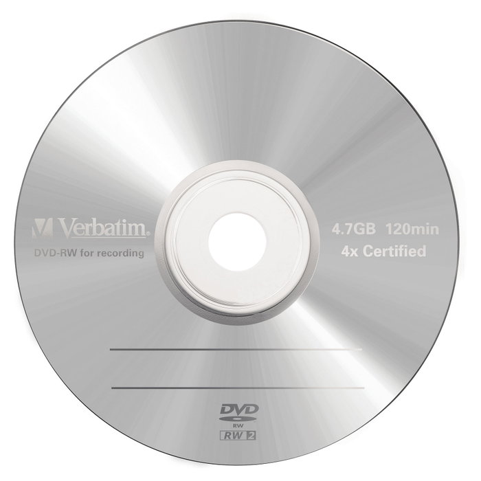 Verbatim DVD-RW 4,7 GB 4x, Pack de 5 unidades, Matt Silver