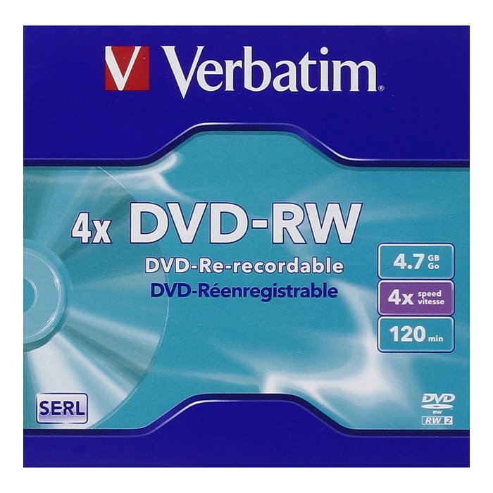 Verbatim DVD-RW 4,7 GB 4x, Pack de 5 unidades, Matt Silver