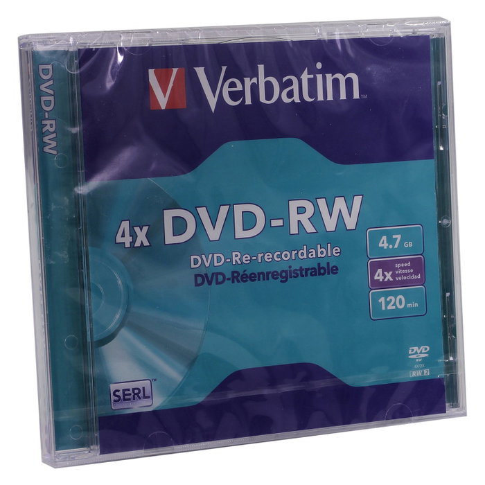 Verbatim DVD-RW 4,7 GB 4x, Pack de 5 unidades, Matt Silver