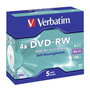 Verbatim DVD-RW 4,7 GB 4x Pack de 5 unidades Jewel Case Matt Silver