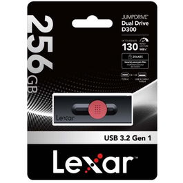 Lexar LJDD300256G-BNBNG USB 3.2 Flash Drive 256GB Dual Type-C y Type-A hasta 130MB/s