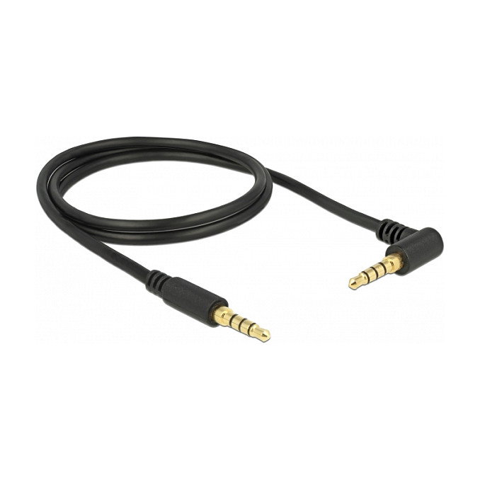 DeLOCK Cable de audio 85610 de 3,5 mm con conector angular de 1 m, Negro