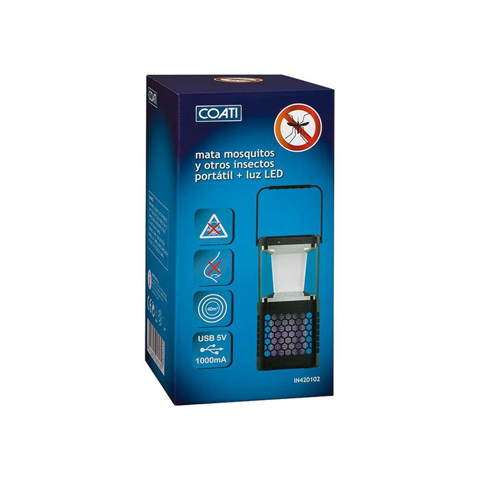 Coati Farol solar recargable mata mosquitos 40 m² con luz LED y carga USB-C