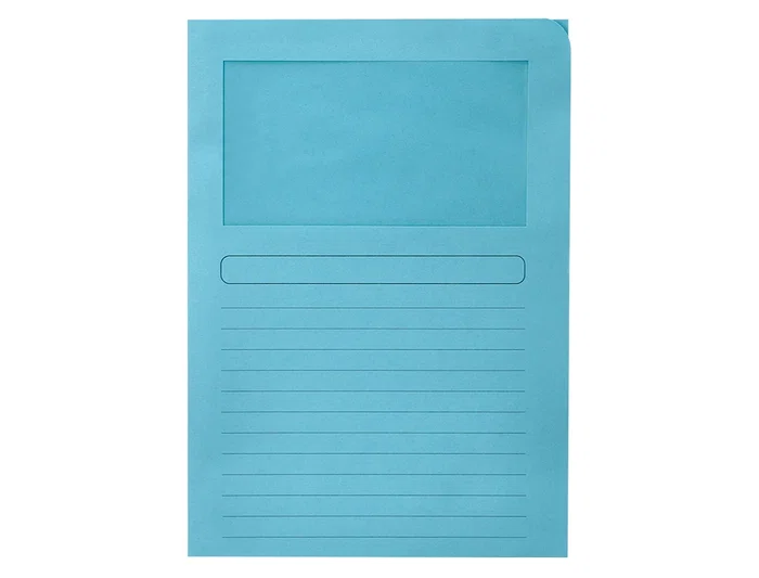 Q-connect Subcarpeta de Cartulina DIN A4 Azul 120 g/m² con Ventana Transparente - Certificado Blue Angel