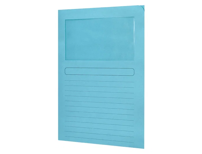 Q-connect Subcarpeta de Cartulina DIN A4 Azul 120 g/m² con Ventana Transparente - Certificado Blue Angel