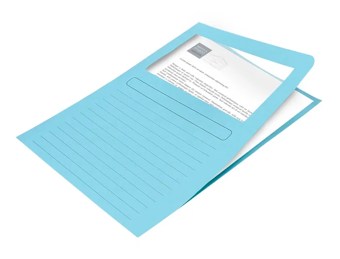 Q-connect Subcarpeta de Cartulina DIN A4 Azul 120 g/m² con Ventana Transparente - Certificado Blue Angel