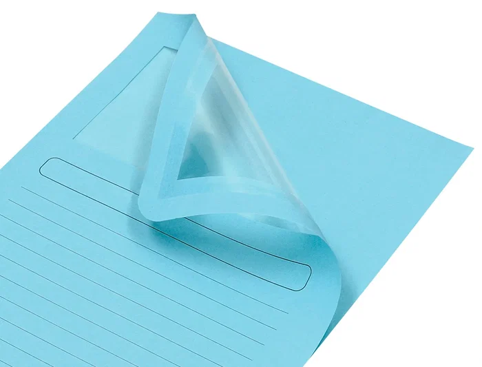 Q-connect Subcarpeta de Cartulina DIN A4 Azul 120 g/m² con Ventana Transparente - Certificado Blue Angel