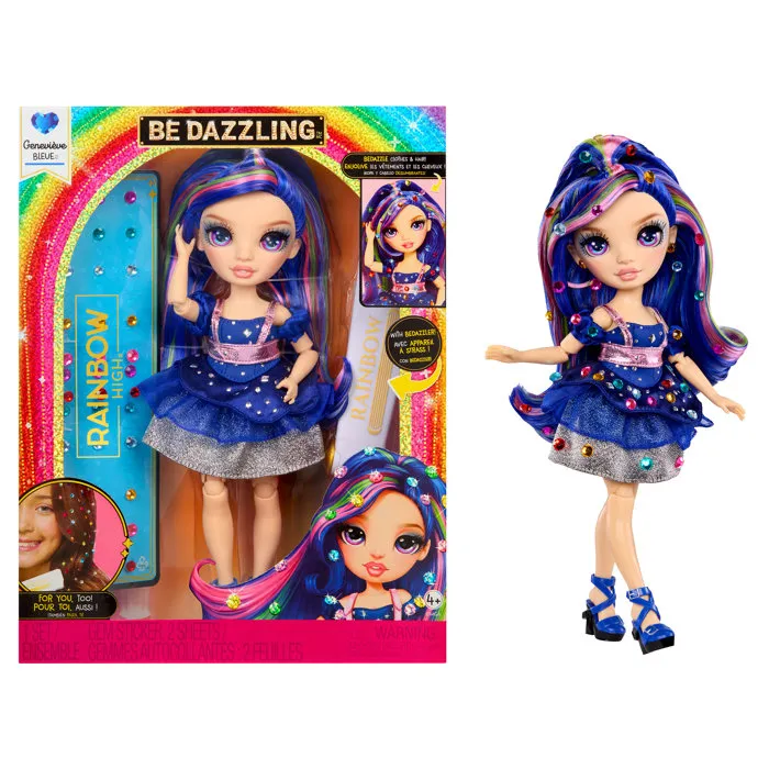 Rainbow High Muñeca Be Dazzling Fashion - Genevieve Blue 28 cm con Gemas Brillantes y Accesorios Incluidos