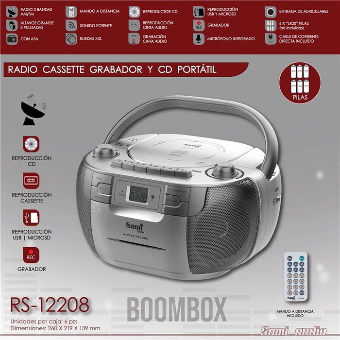 SAMI Radio casete/cd/usb sami ac/dc 2 bandas con grabador USB