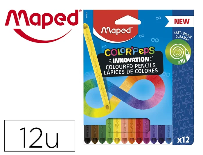 Maped Color'Peps Infinity Estuche de 12 Lápices de Colores Surtidos