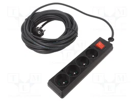 JONEX Prolongador de alimentación 4 tomas 10m negro
