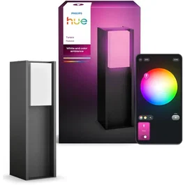 Philips Hue Baliza de perfil bajo Turaco, Gris antracita, IP44, Luz blanca y de color, 1100 lúmenes