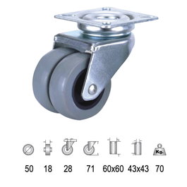 WOLFPACK LINEA PROFESIONAL Rueda Doméstica Doble Poliamida Gris Placa 50mm