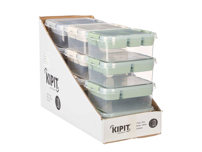 Kipit Caja Multiuso Surtidos Color Beige Gris Verde 26x24.2x11 cm (Set de 12)