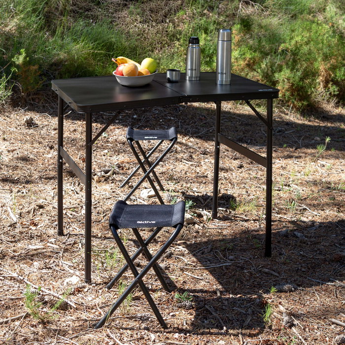 AKTIVE Mesa Plegable de Aluminio 90x60x7 cm