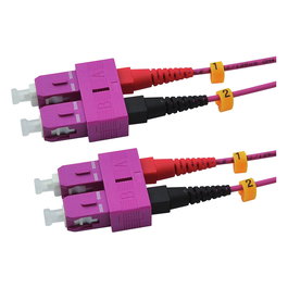 RED 2716-10-0008 Cable de Fibra Óptica Patch LWL-Duplex SC/SC 3 m OM4 Violeta, Full Duplex, LSZH, Multimodo 50/125 µm