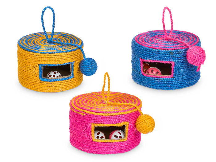 Mascow Rascador Cuerda Bola Con Cascabeles, Colores Surtidos, 17x17x10 cm (Set de 12)