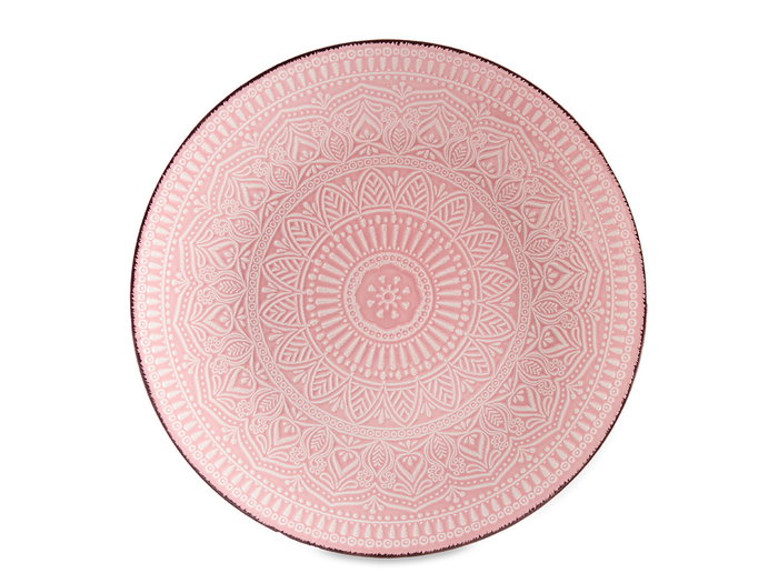 Vessia Plato Llano Relieve Rosa 27 cm Gres Apto para Lavavajillas y Microondas (Set de 24)