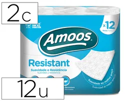 Amoos Papel Higienico 2 Capas 100 mm Diametro x 87 mm Alto Paquete 12 Rollos