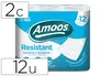 Amoos Papel Higienico 2 Capas 100 mm Diametro x 87 mm Alto Paquete 12 Rollos