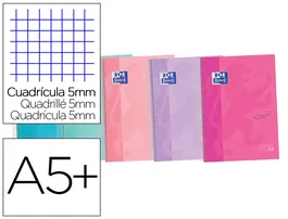 Oxford Cuaderno espiral Europeanbook 5 Touch Pastel A4+ Extradura 120 hojas cuadro 5 mm - Aplicación Scribzee, colores surtidos