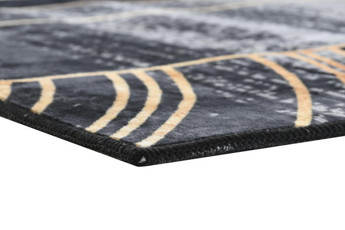 DKD Home Decor Alfombra Geométrica Negro y Dorado 60x240 cm DKD Home Decor Alfombra Geométrica Negro y Dorado 60x240 cm