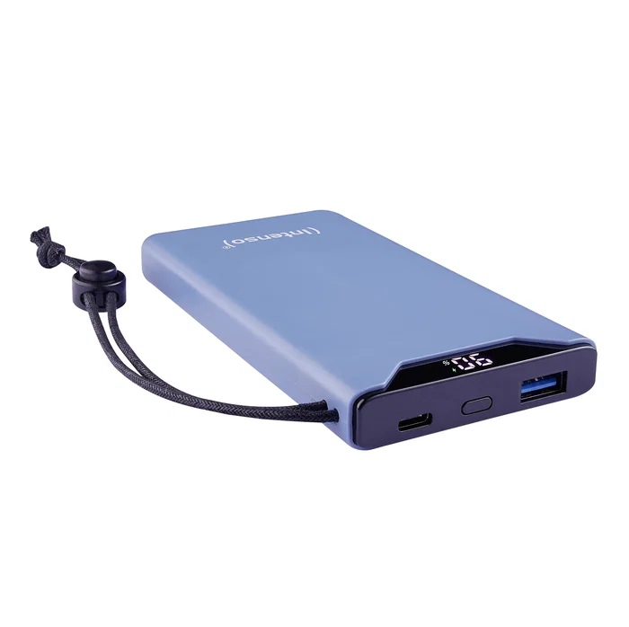 Intenso 7332035 - Banco de Potencia 10000 mAh, Azul, Carga Rápida Power Delivery y Quick Charge 3.0, 20W, 2 Puertos (USB-C/A), Pantalla LCD