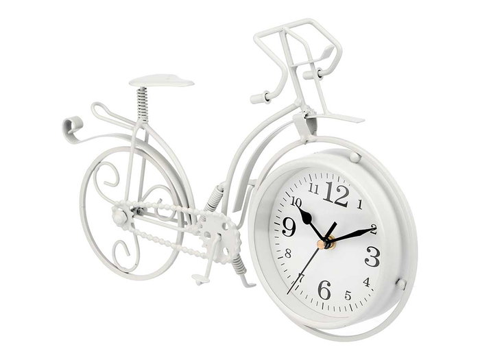 Giftdecor Reloj Forja Bicicleta Blanco 22.5 cm Metal (Set de 4)