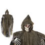 Atosa Decoración Esqueleto Colgante con Capucha Marrón 89 cm con Luz LED y Sonido por Sensor de Movimiento para Halloween