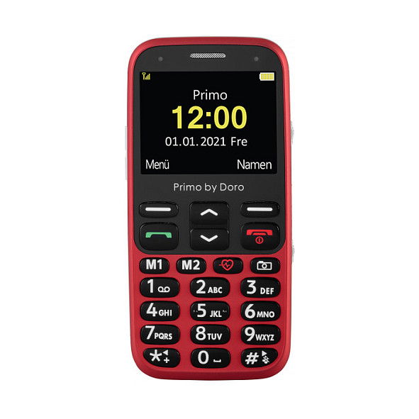 Doro Primo 368 by Doro, Teléfono para Mayores, Barra, Negro Rojo