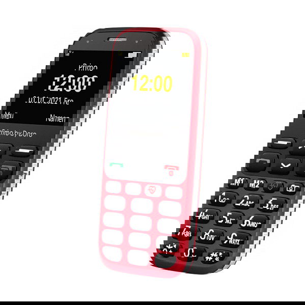 Doro Primo 368 by Doro, Teléfono para Mayores, Barra, Negro Rojo